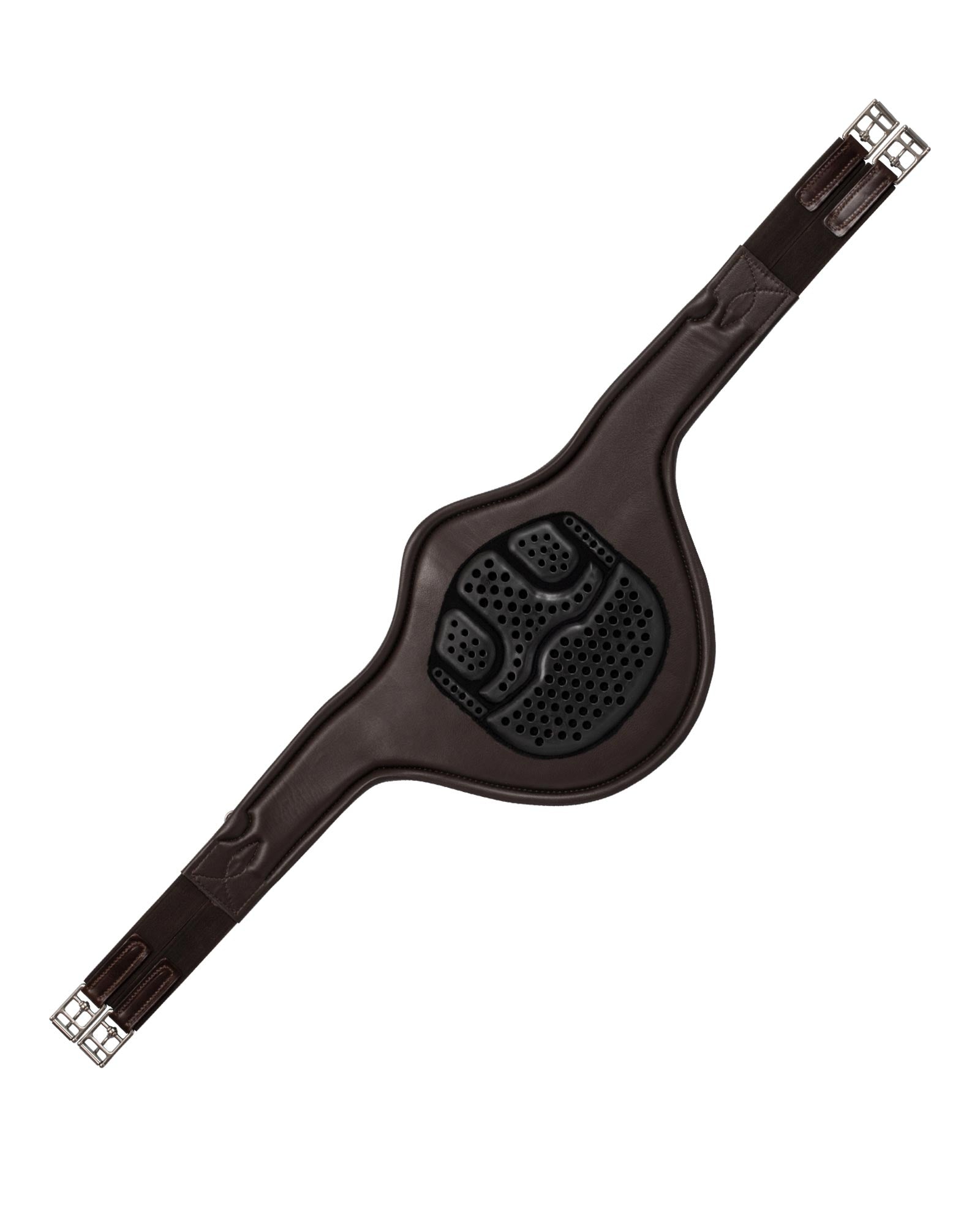 Acavallo Jumping Stud Guard Girth Leather & Gel Dark Brown 115cm - NQP