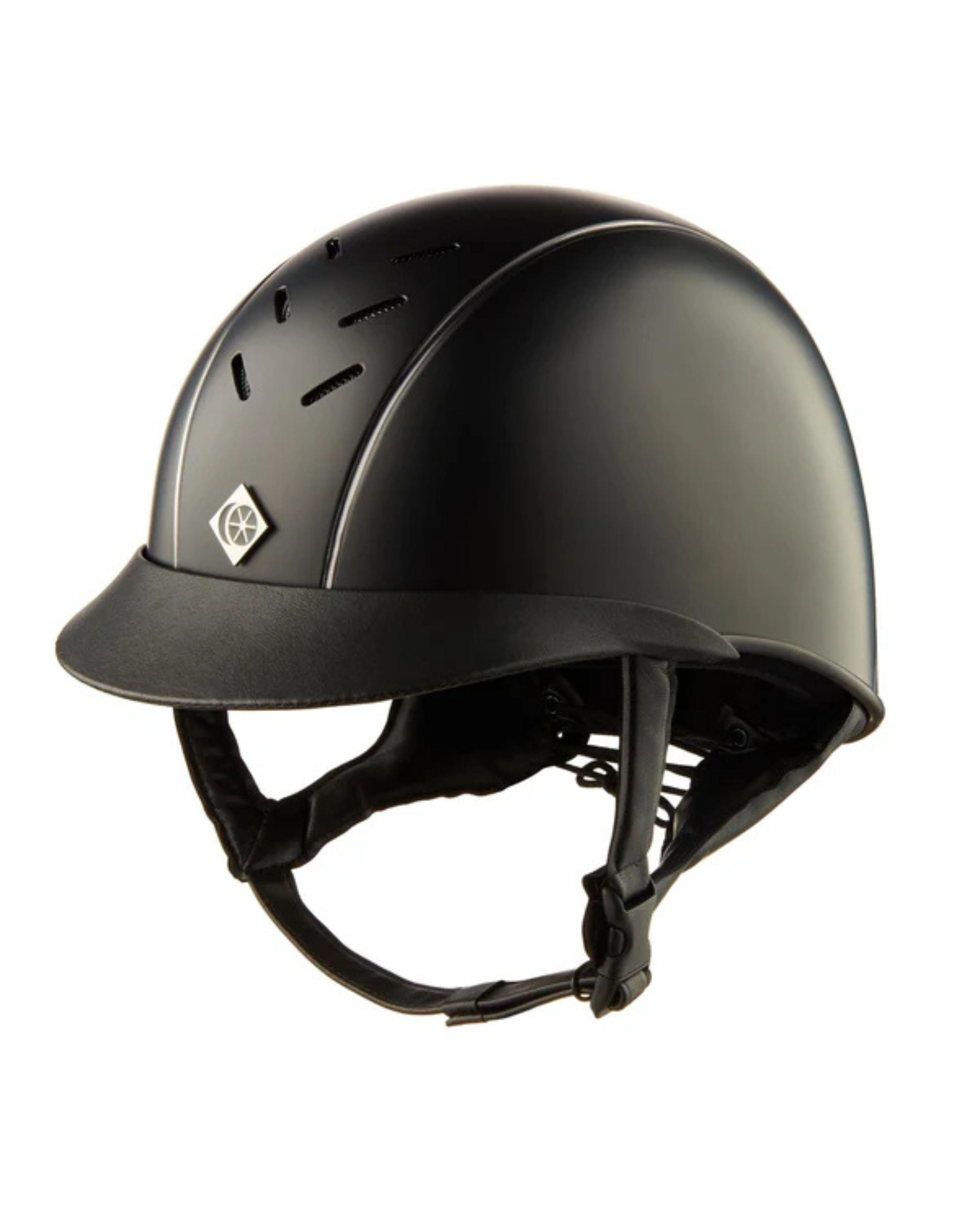 Charles Owen Ayrbrush Black with Chrome Pinstripe Helmet 60cm