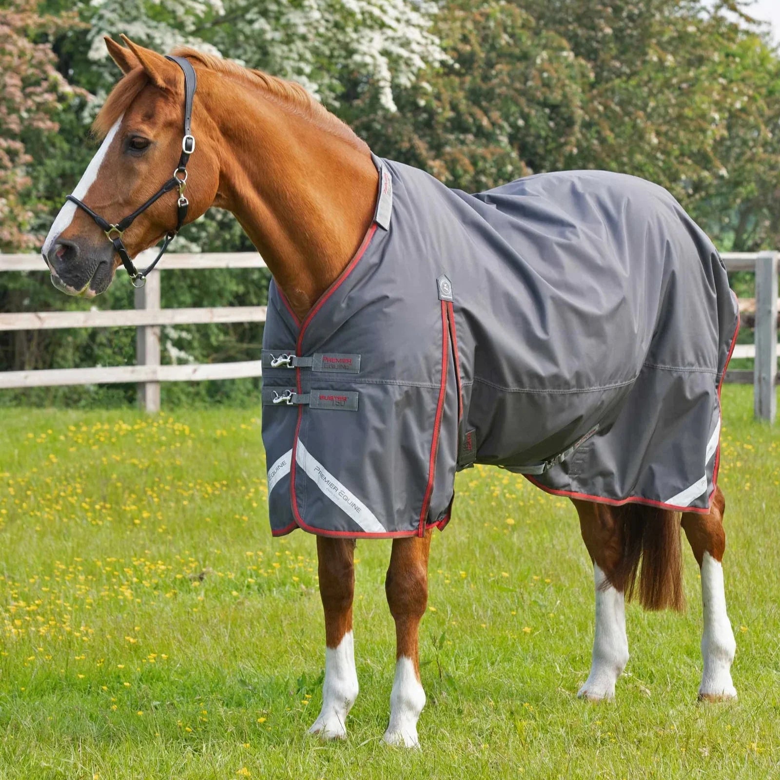 Premier Equine Buster 150g Turnout Rug - No Neck Cover Grey