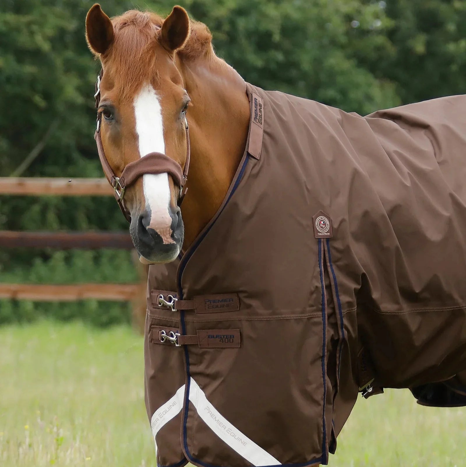 Premier Equine Buster 400g Turnout Rug with Snug-Fit Neck Cover Brown