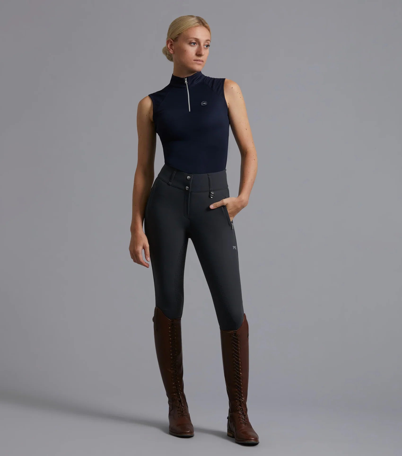 Premier Equine Carapello Ladies Full Seat Gel Riding Breeches Anthracite