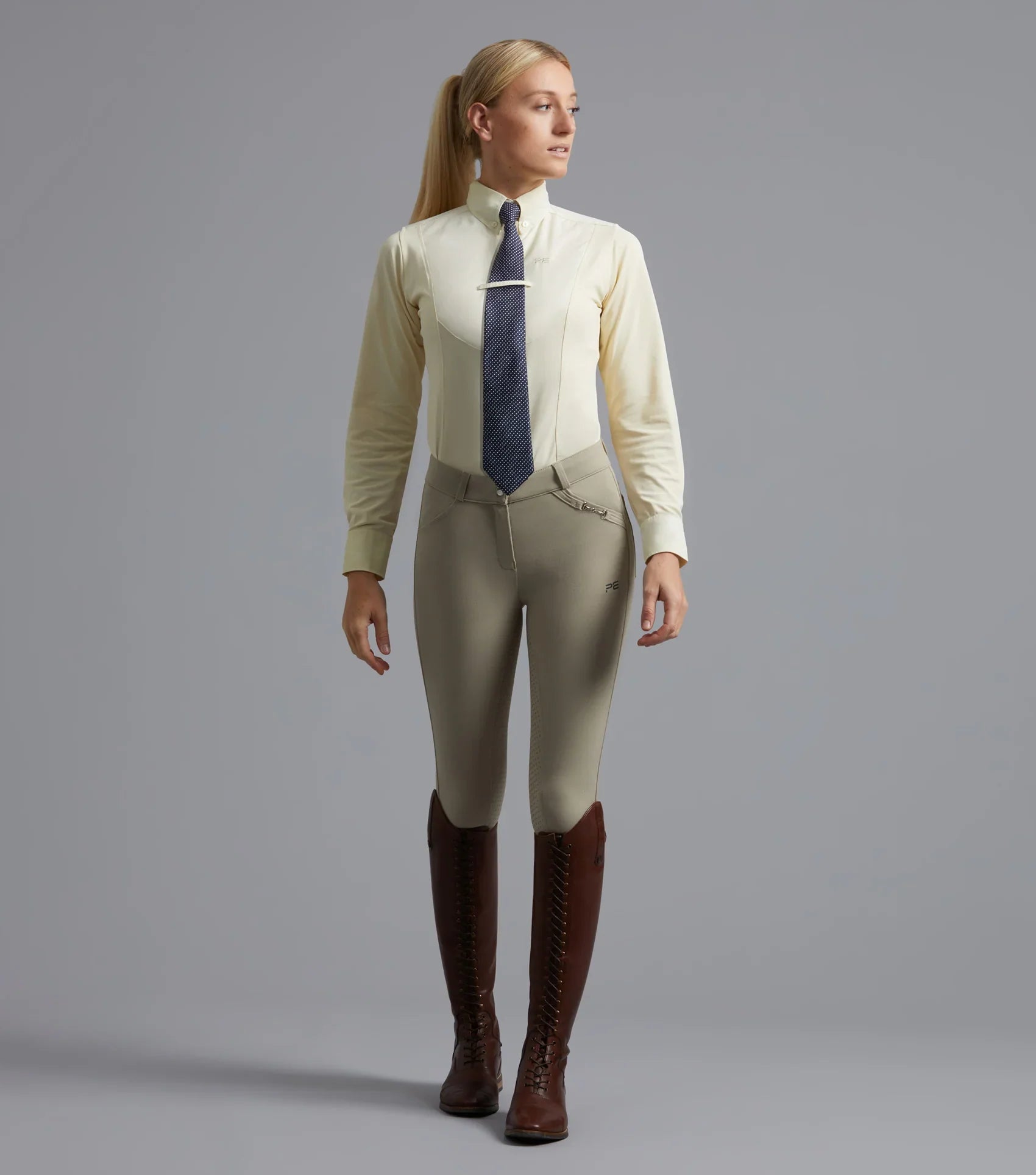 Premier Equine Delta Ladies Full Seat Gel Competition Riding Breeches Beige