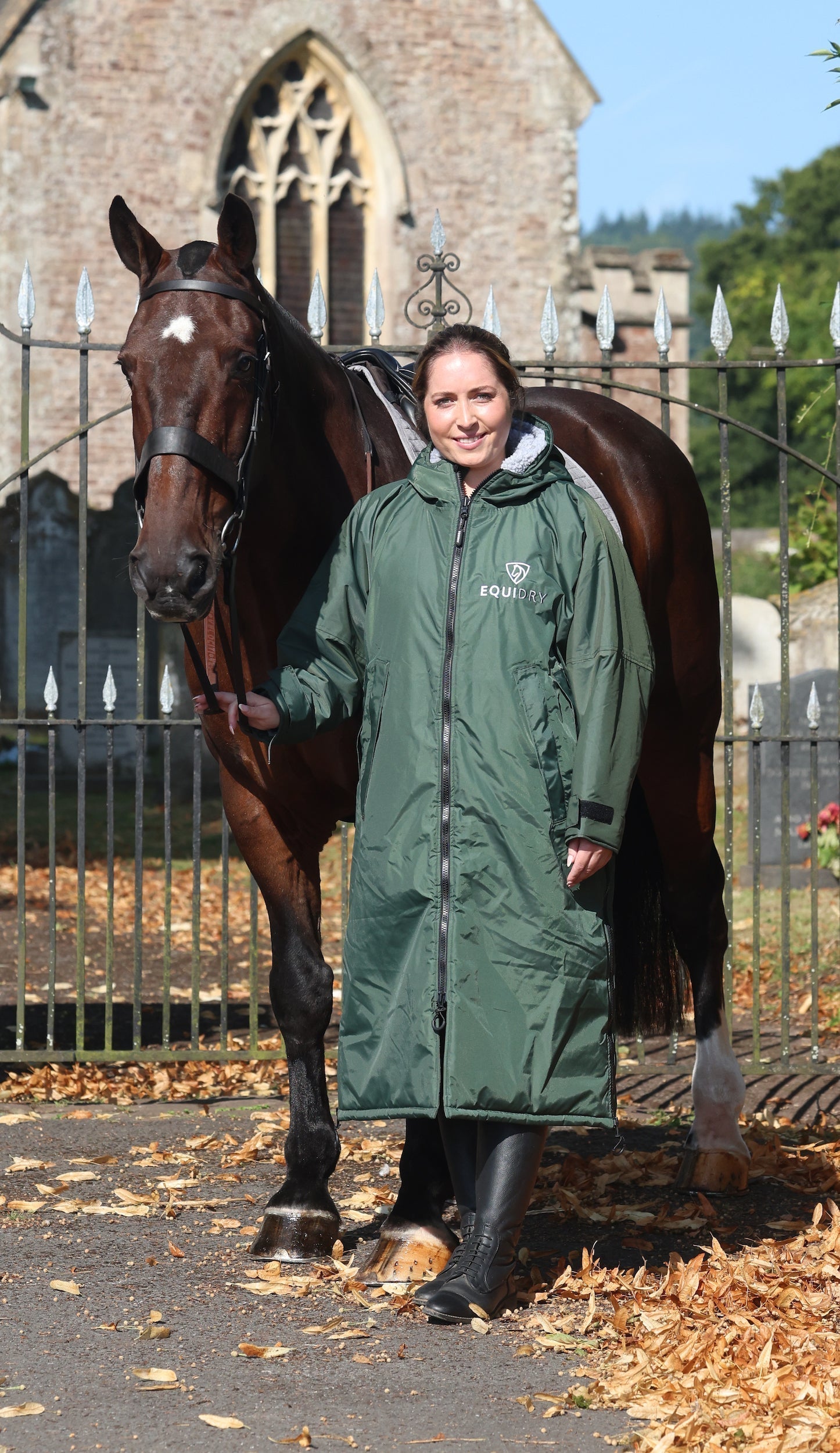 EQUIDRY Original Women's Thick Fleece Black Forest Green/Grey