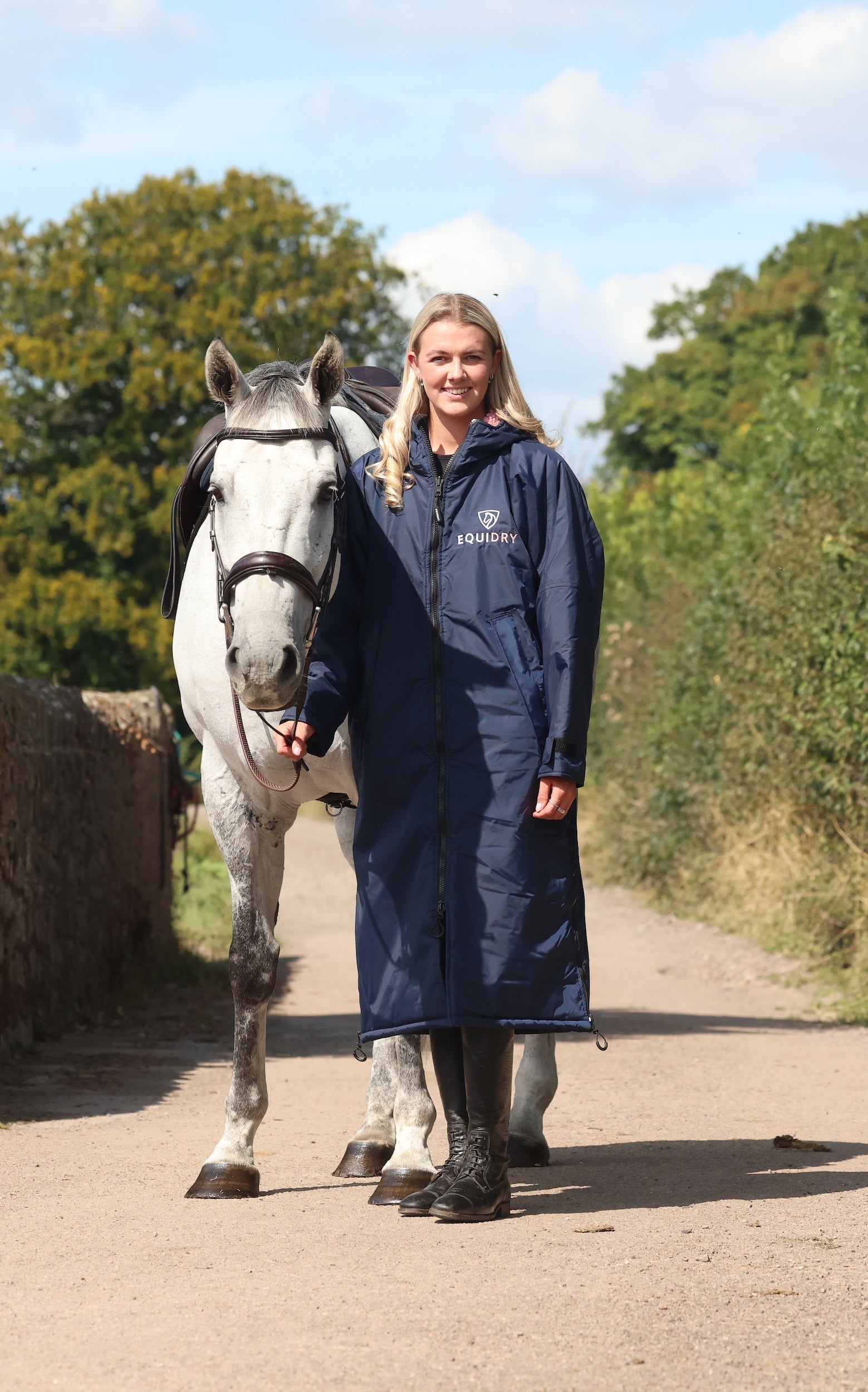 EQUIDRY Original Women's Thick Fleece Navy/Pale Pink | Small ( UK16-18)