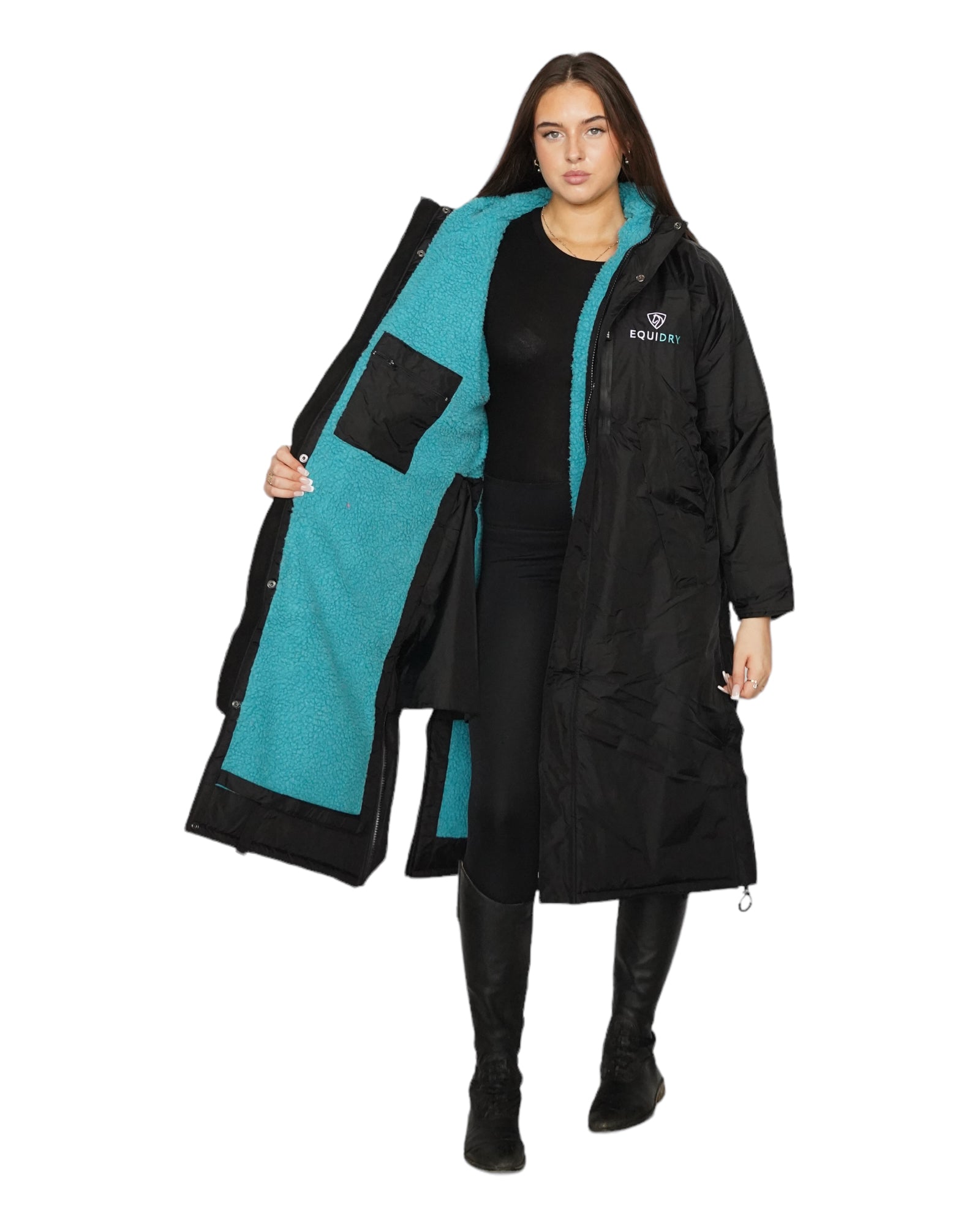 EQUIDRY Evolution Women's Thick Fleece Black/Turquoise - XS