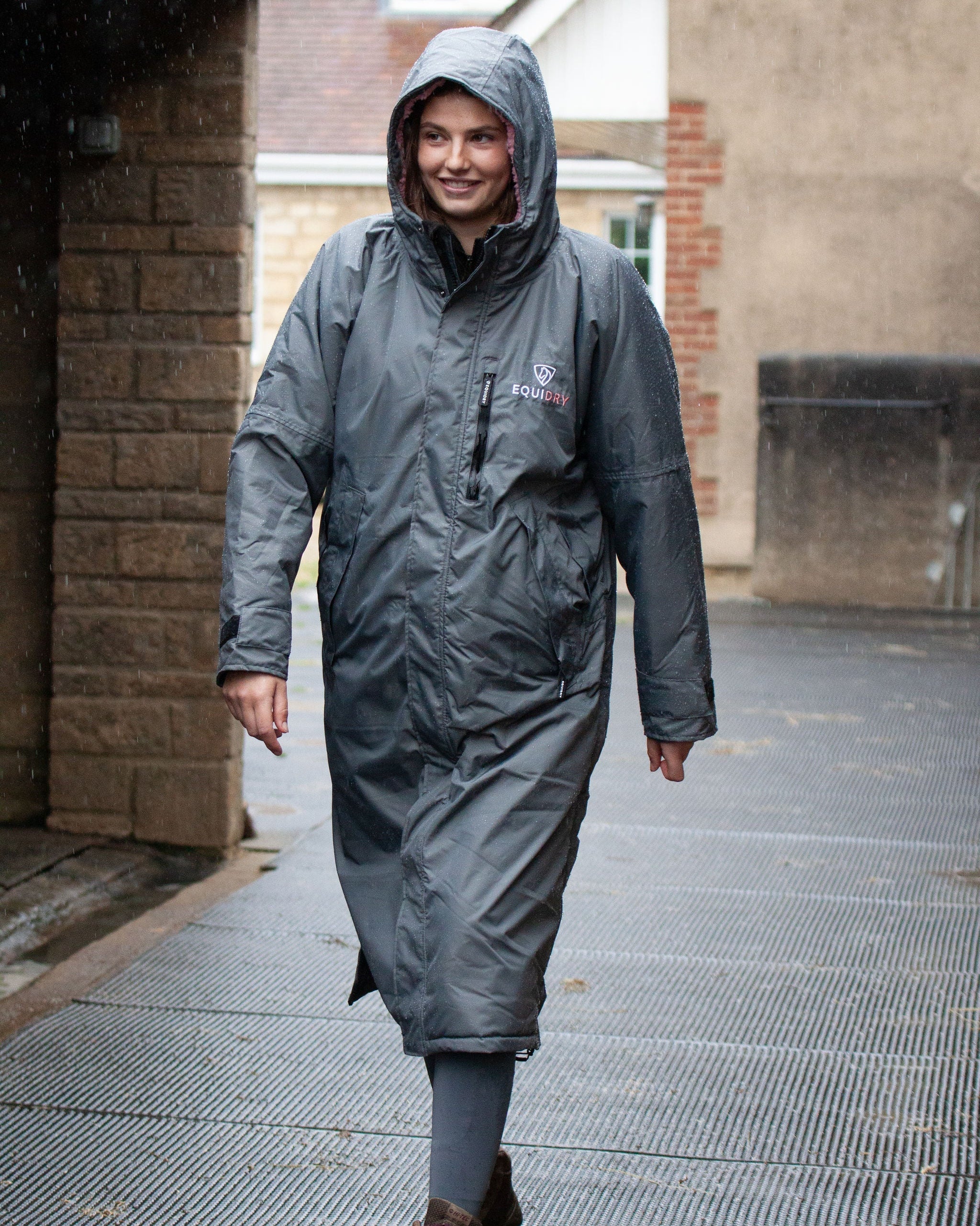 EQUIDRY Evolution Women's Thick Fleece Grey/Pale Pink - XXS Tall