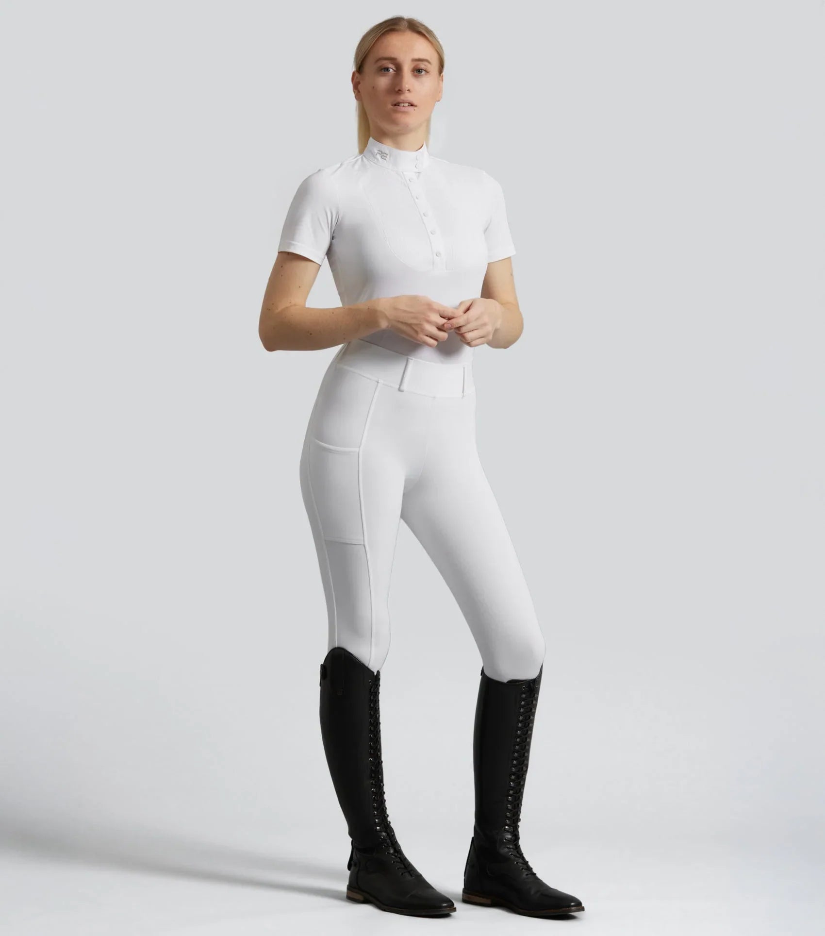 Premier Equine Luceo Womens Full Seat Competition Riding Tights White