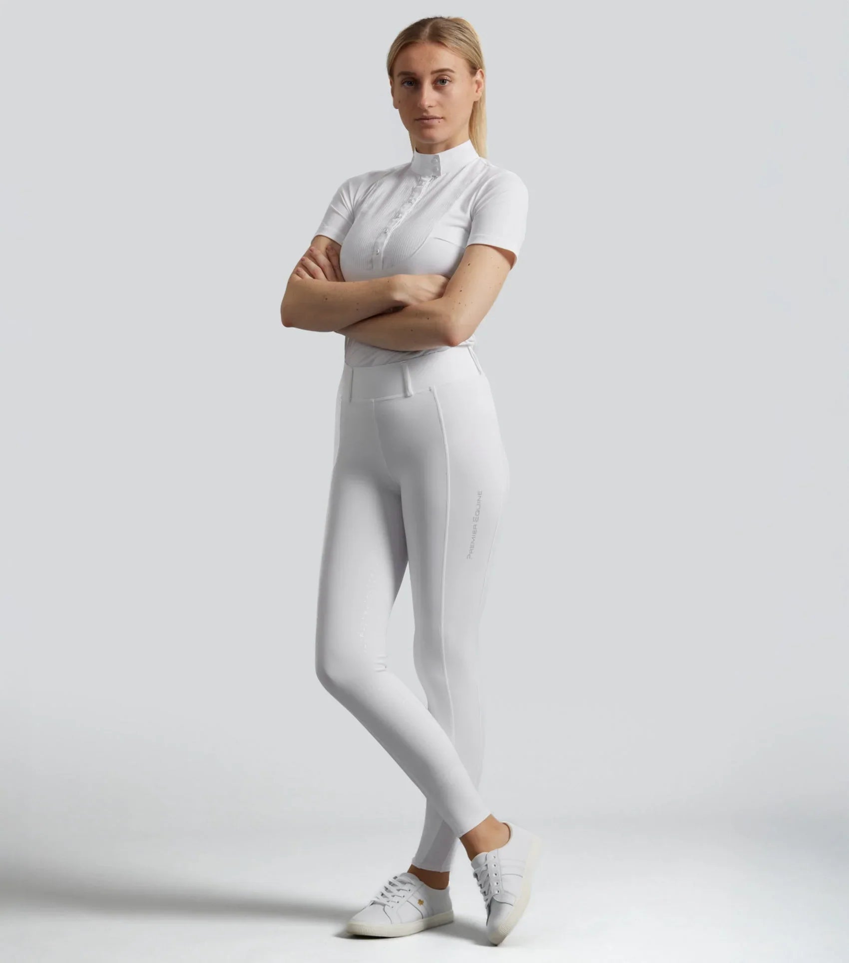 Premier Equine Luceo Womens Full Seat Competition Riding Tights White