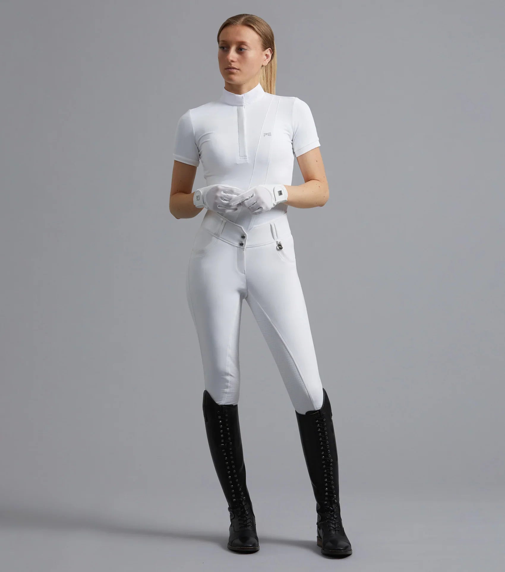 Premier Equine Sophia Ladies Full Seat High Waist Competition Riding Breeches White UK8