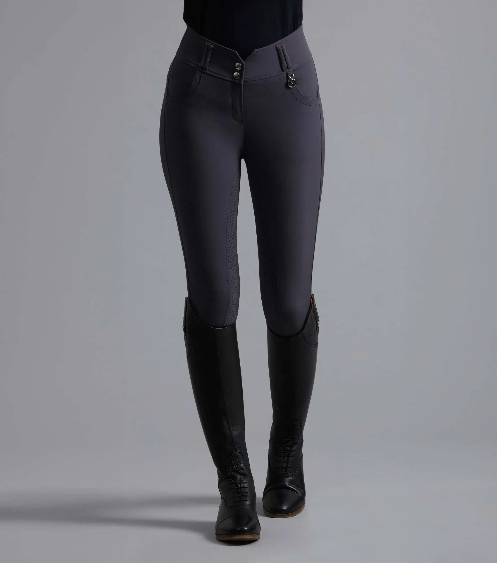 Premier Equine Sophia Ladies Full Seat High Waist Riding Breeches Anthracite UK16