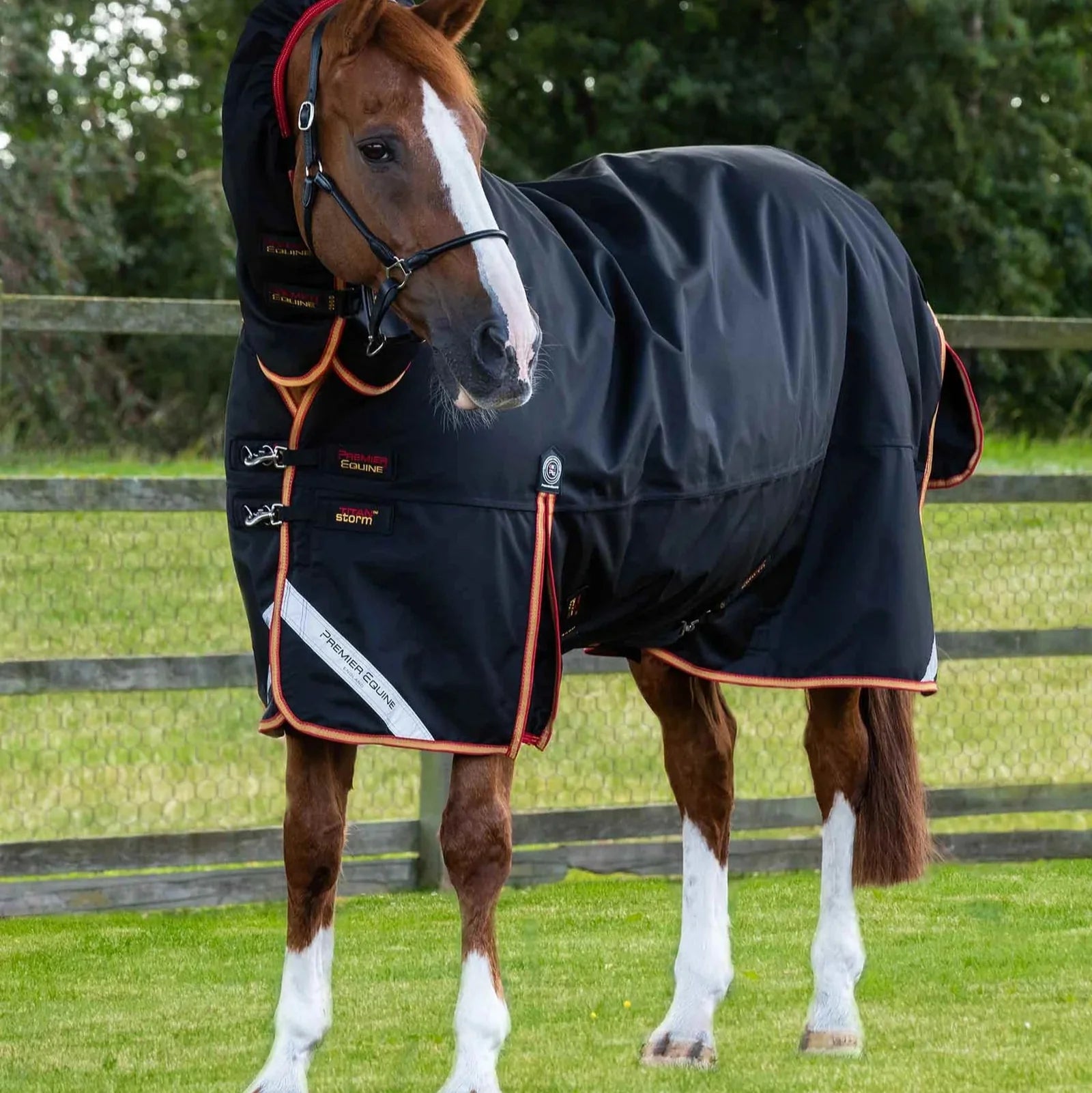 Premier Equine Titan Storm 450g Combo Turnout Rug with Snug-Fit Neck Black
