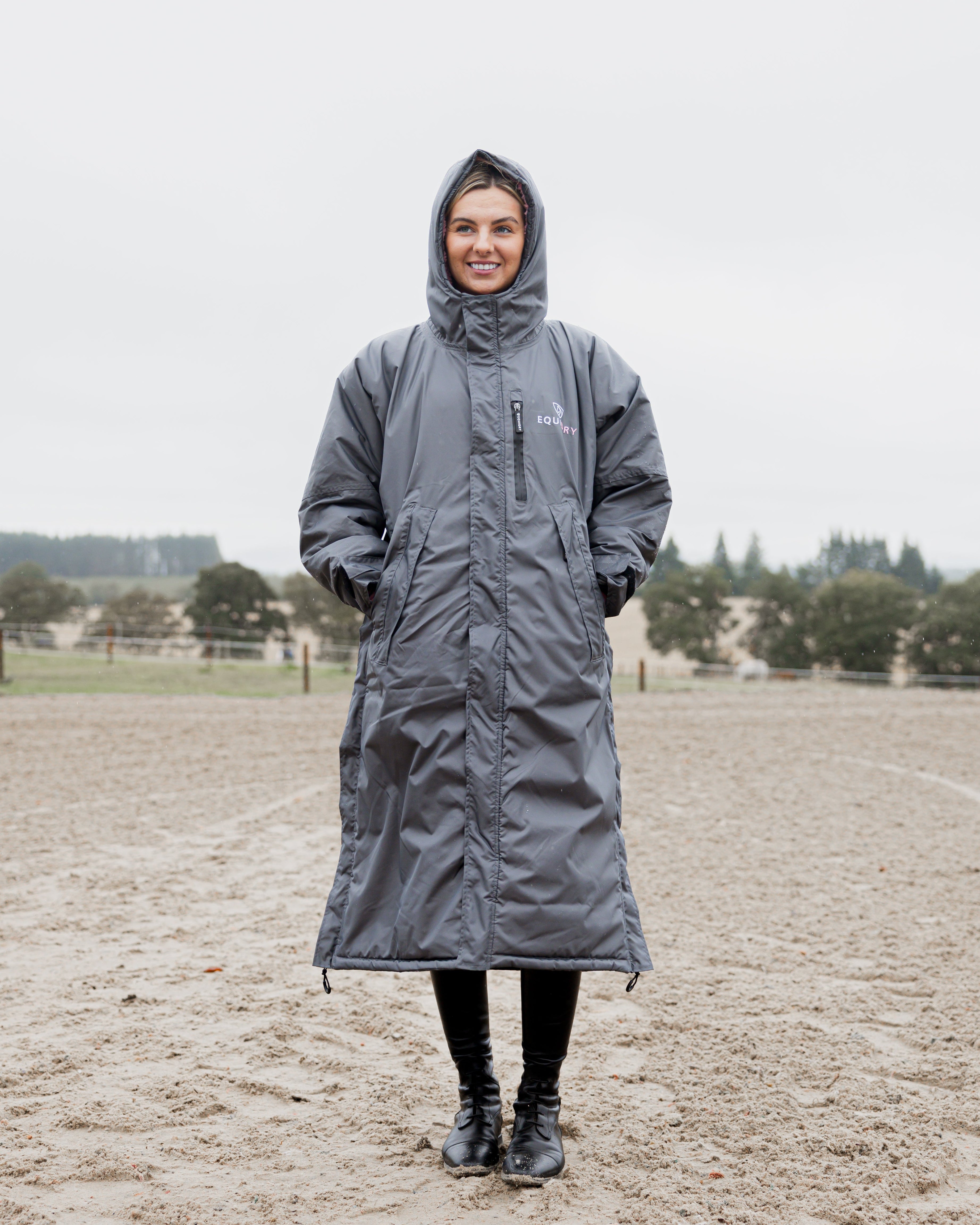 EQUIDRY Evolution Women's Thick Fleece Grey/Pale Pink - XXS Tall