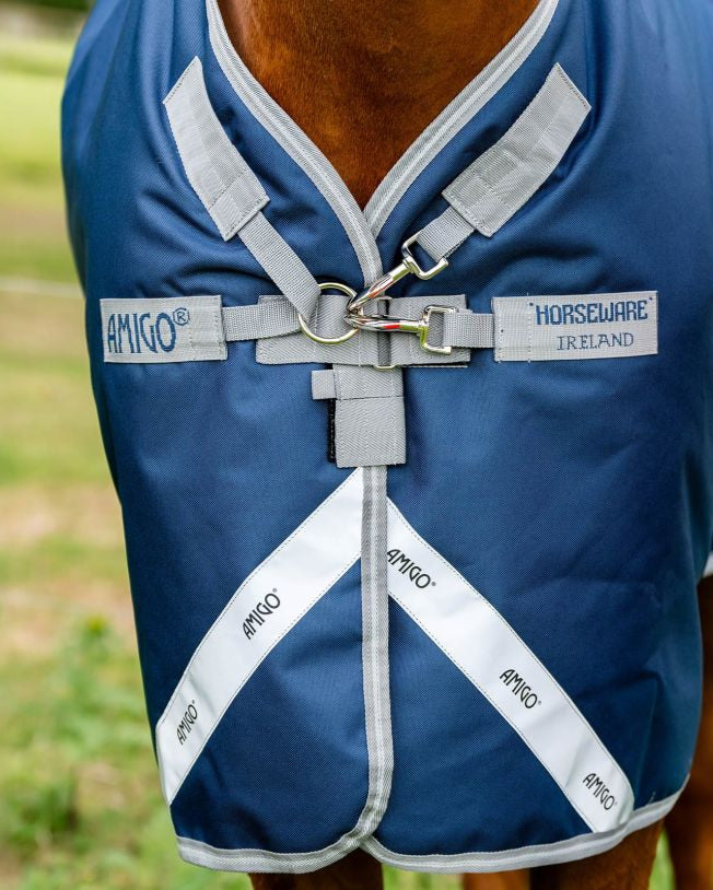 Horseware Amigo 1200D Turnout Navy/Titanium Grey and Silver 50g