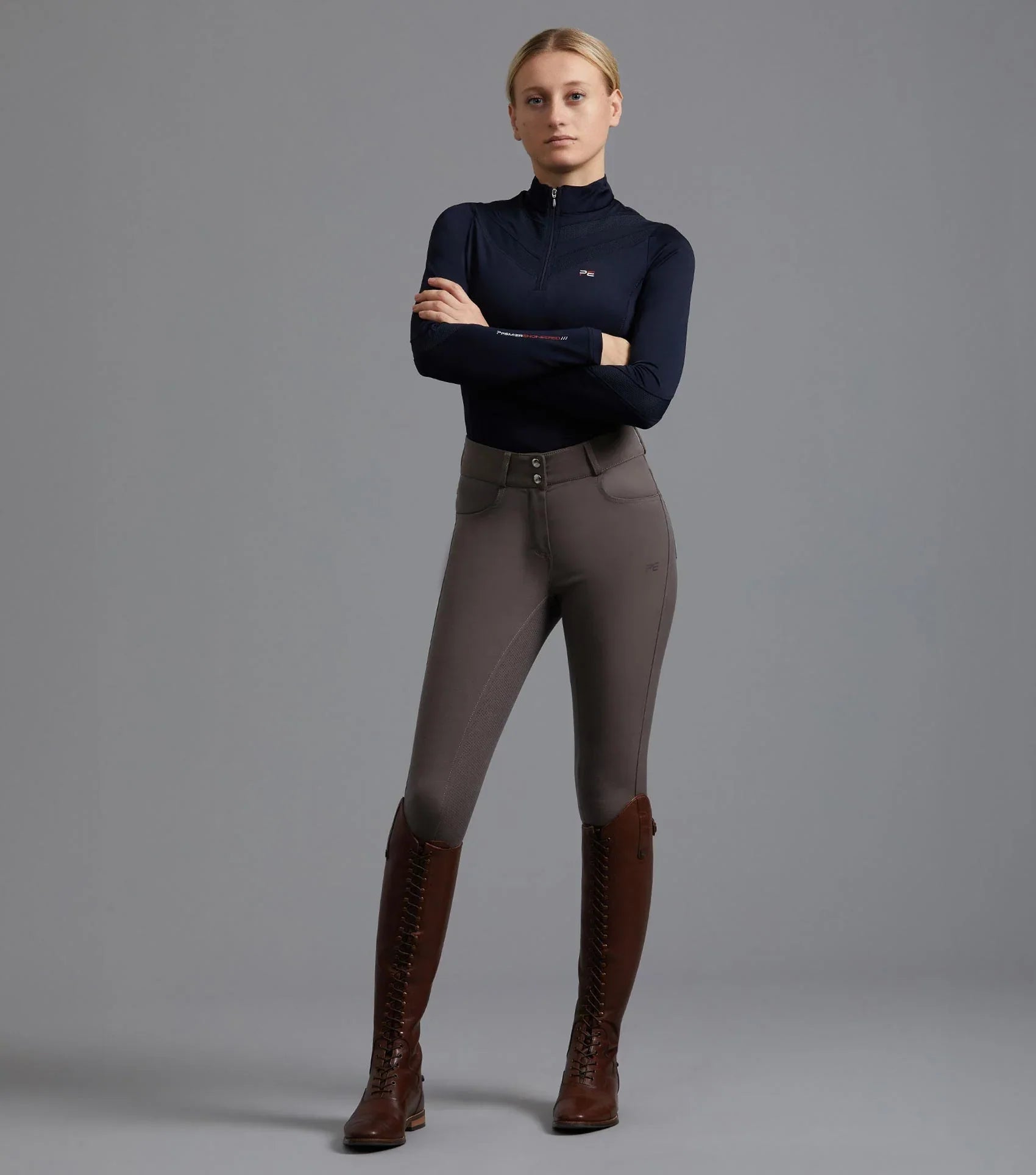 Premier Equine Virtue Ladies Full Seat Gel Riding Breeches Walnut