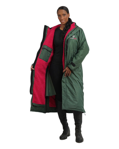 EQUIDRY Evolution Women's Thick Fleece Black Forest Green/Peacock Pink - XXS
