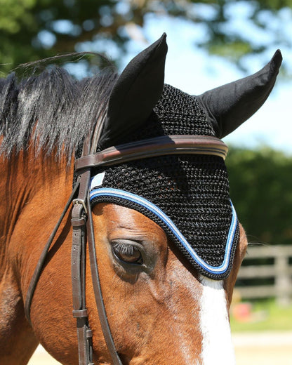 KM Elite Fly Veil Black/Electric Blue Trim