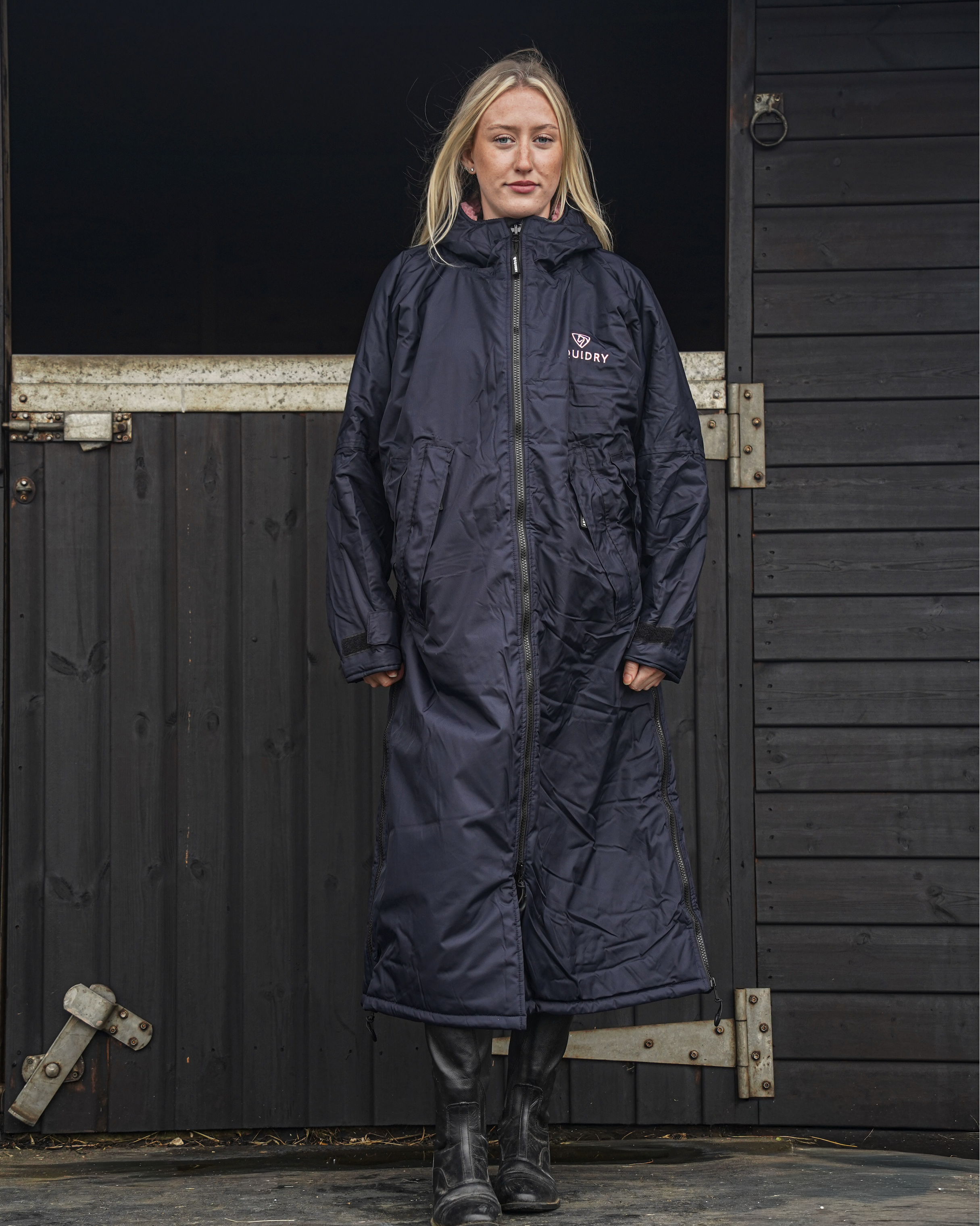EQUIDRY Original Women's Thick Fleece Navy/Pale Pink | Small ( UK16-18)