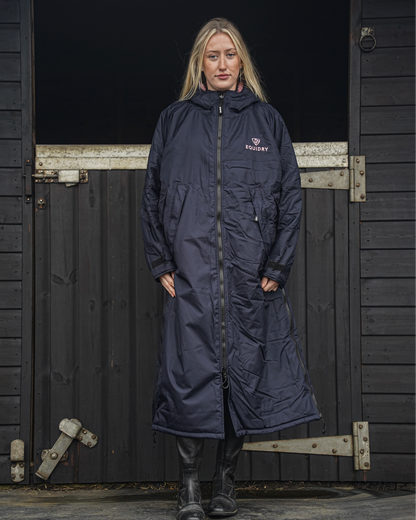 EQUIDRY Original Women's Thick Fleece Navy/Pale Pink | Small ( UK16-18)
