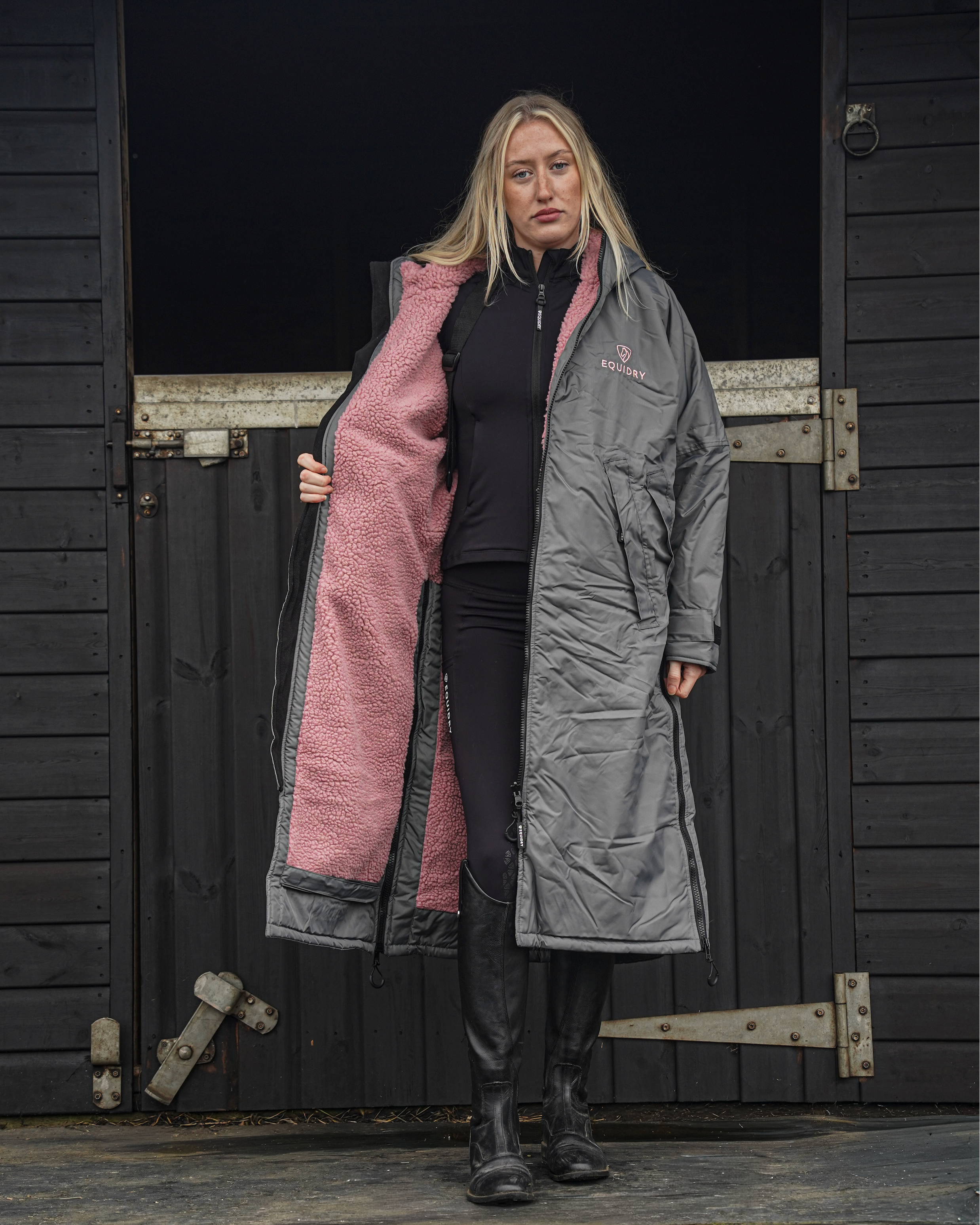 EQUIDRY Original Women's Thick Fleece Grey/Pale Pink