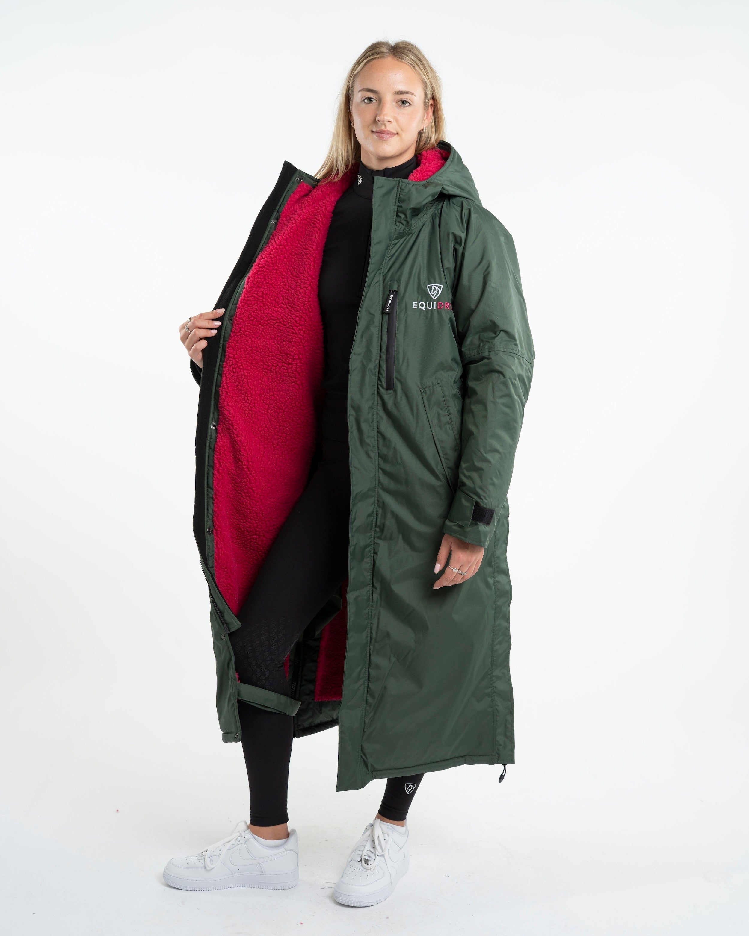 EQUIDRY Evolution Women's Thick Fleece Black Forest Green/Peacock Pink - XXS
