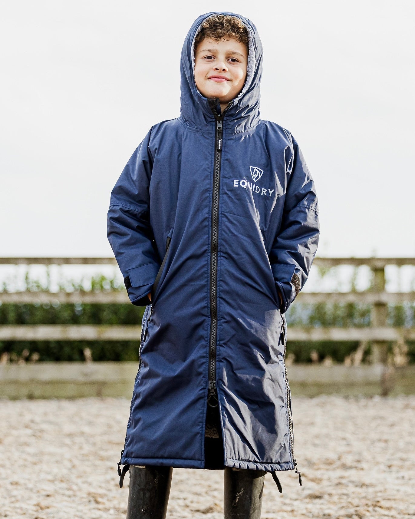 EQUIDRY Original Children's Thick Fleece Navy/Grey | 8-10yrs