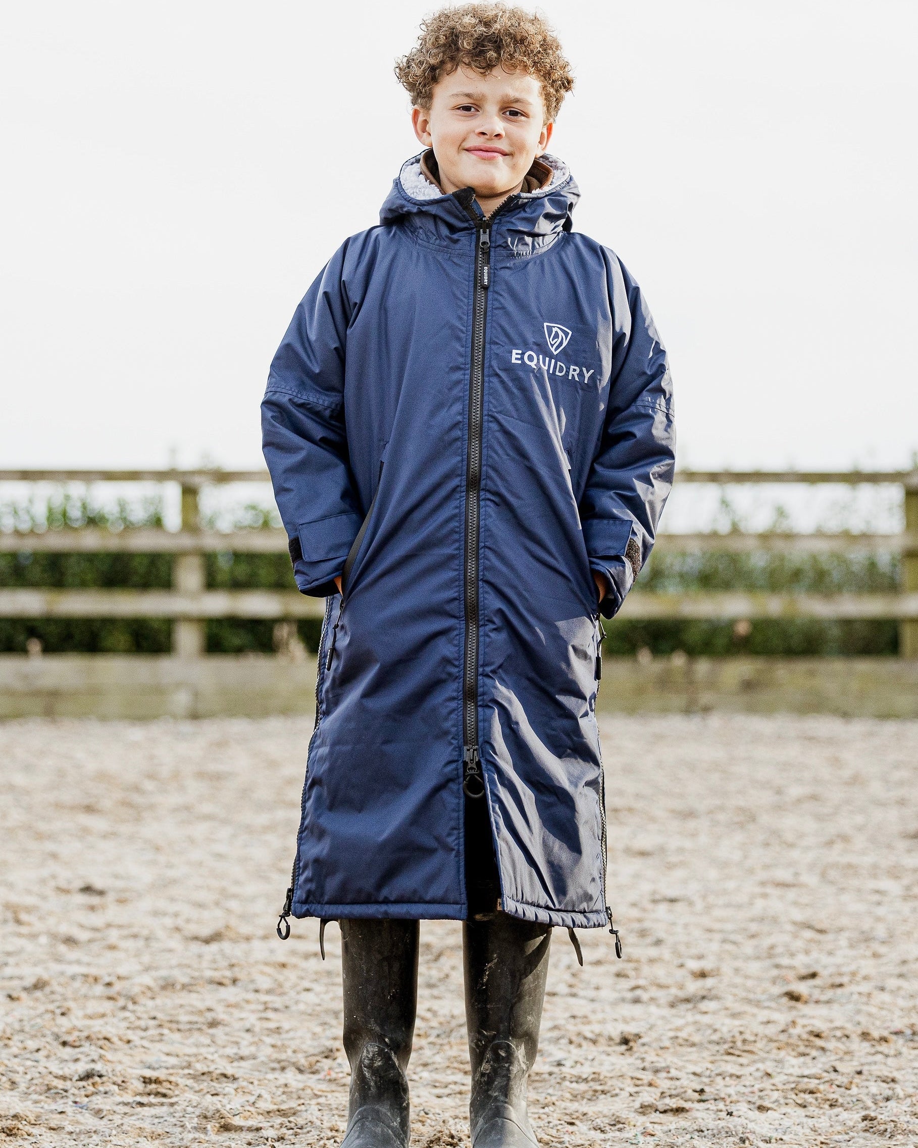 EQUIDRY Original Children's Thick Fleece Navy/Grey | 8-10yrs