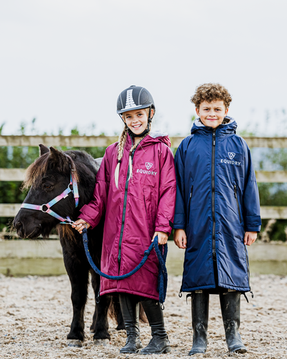 EQUIDRY Original Children's Thick Fleece Navy/Grey | 8-10yrs