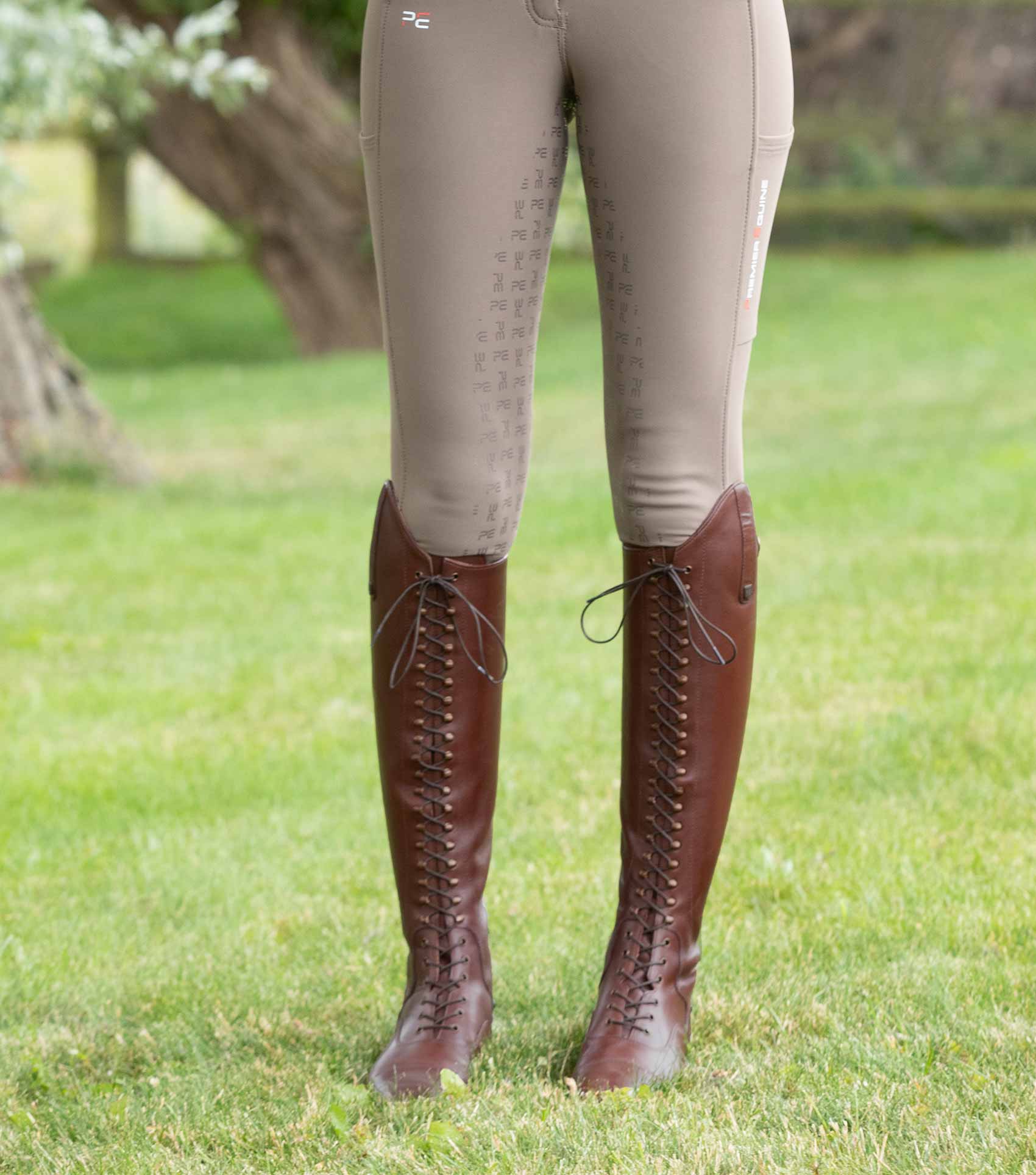 Premier Equine Maurizia Ladies Lace Front Tall Leather Riding Boot Brown - NQP