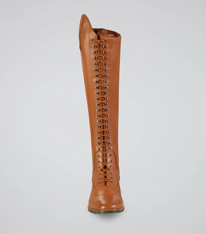 Premier Equine Maurizia Ladies Lace Front Tall Leather Riding Boot Cognac
