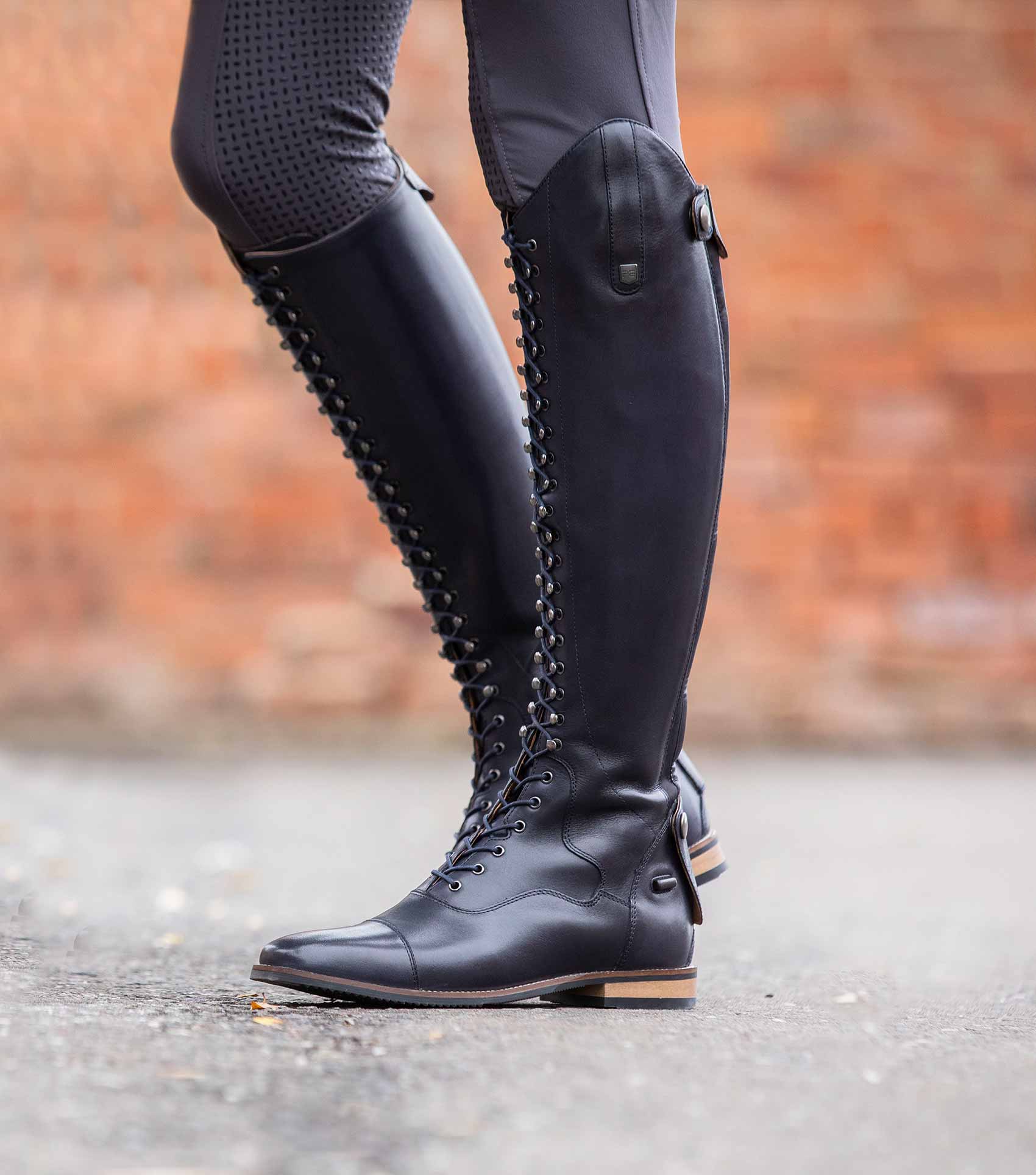 Premier Equine Maurizia Ladies Lace Front Tall Leather Riding Boot Navy - NQP