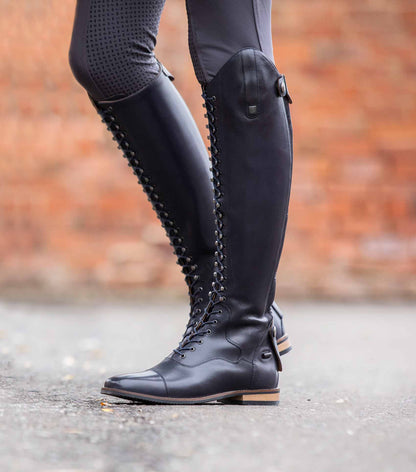 Premier Equine Maurizia Ladies Lace Front Tall Leather Riding Boot Navy - NQP