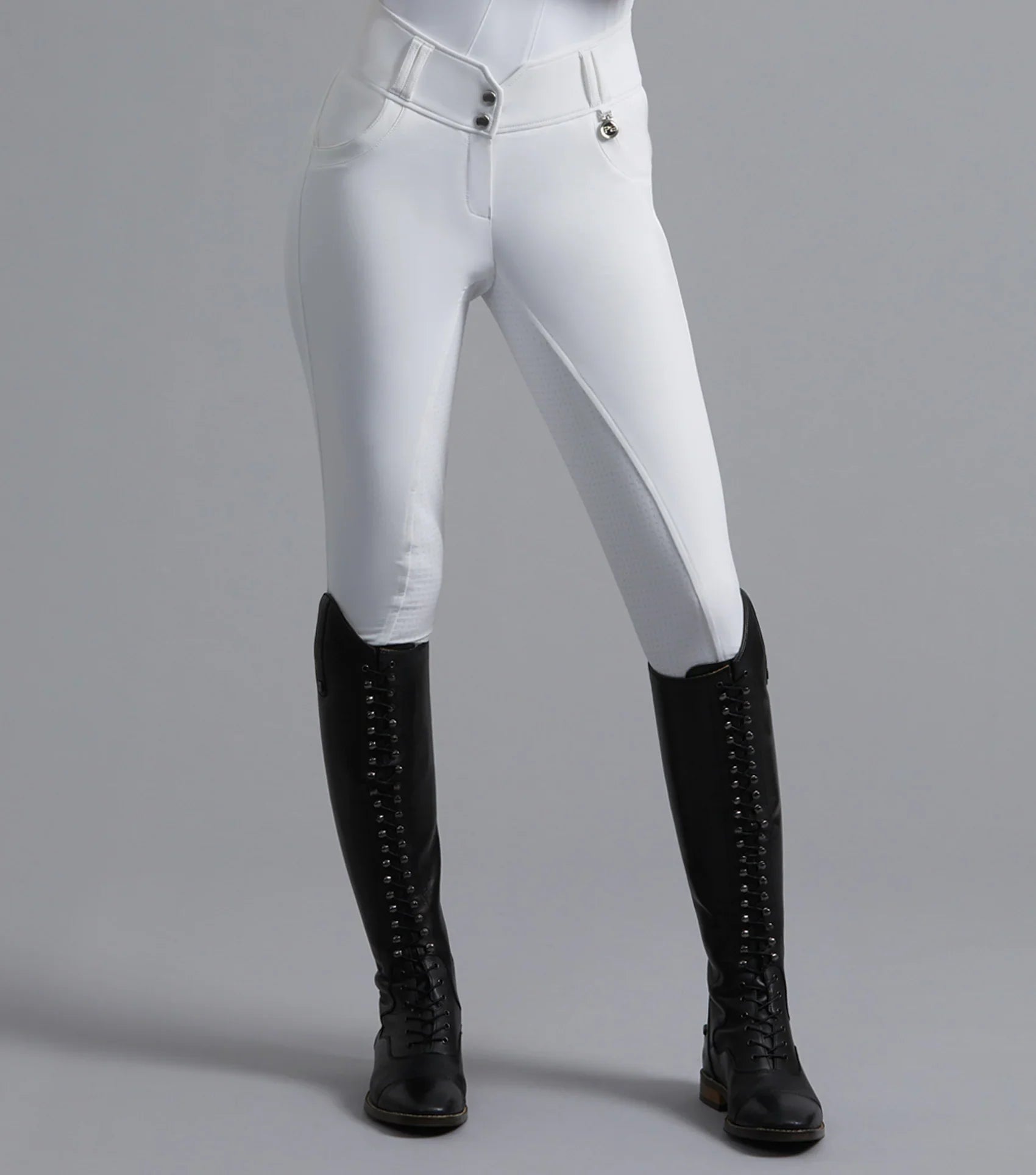 Premier Equine Sophia Ladies Full Seat High Waist Competition Riding Breeches White UK8