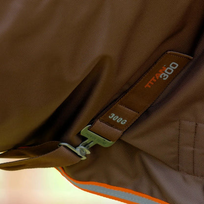 Premier Equine Titan 300g Turnout Rug with Snug-Fit Neck Cover Brown