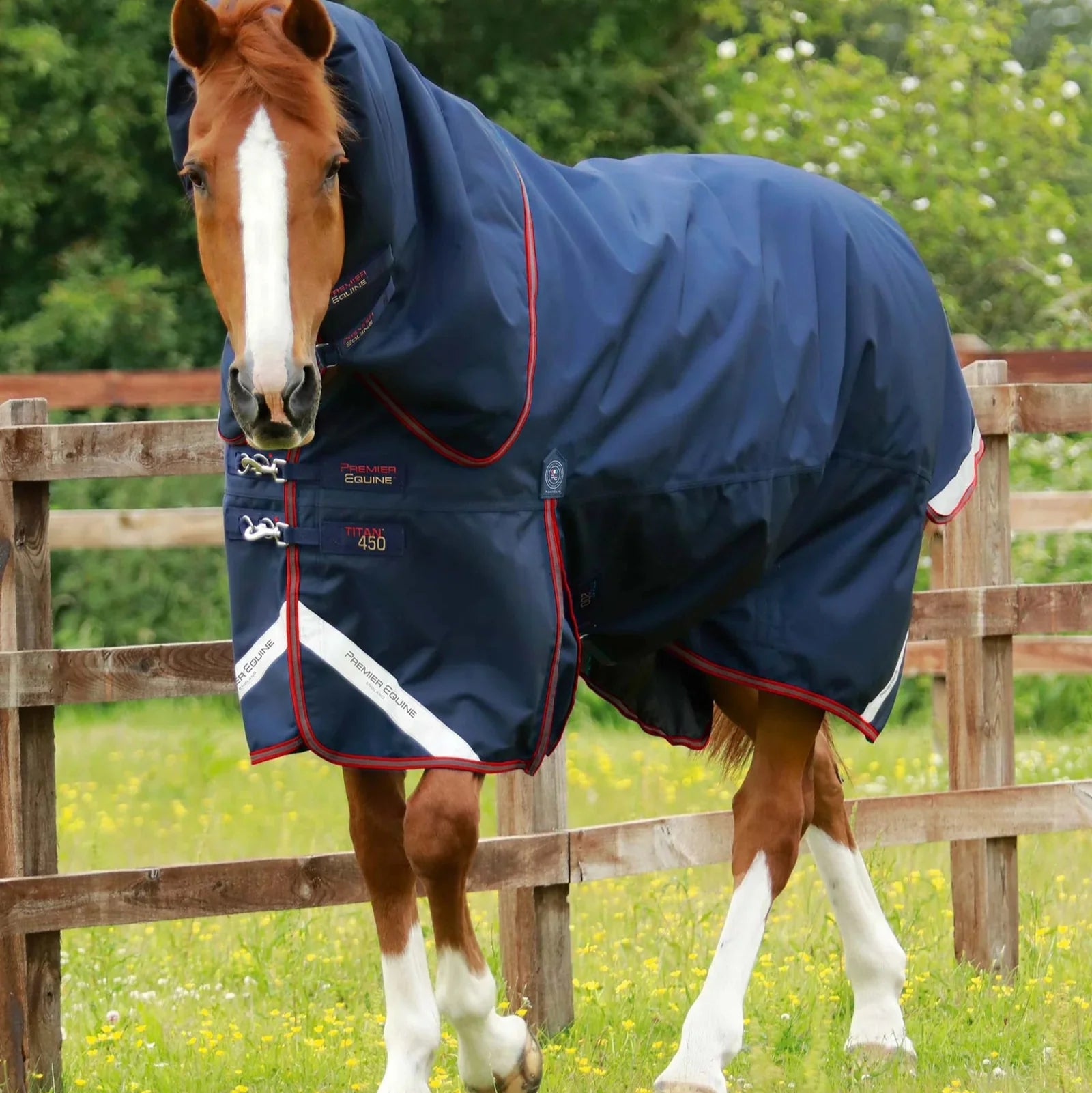 Premier Equine Titan 450g Turnout Rug with Snug-Fit Neck Cover Navy