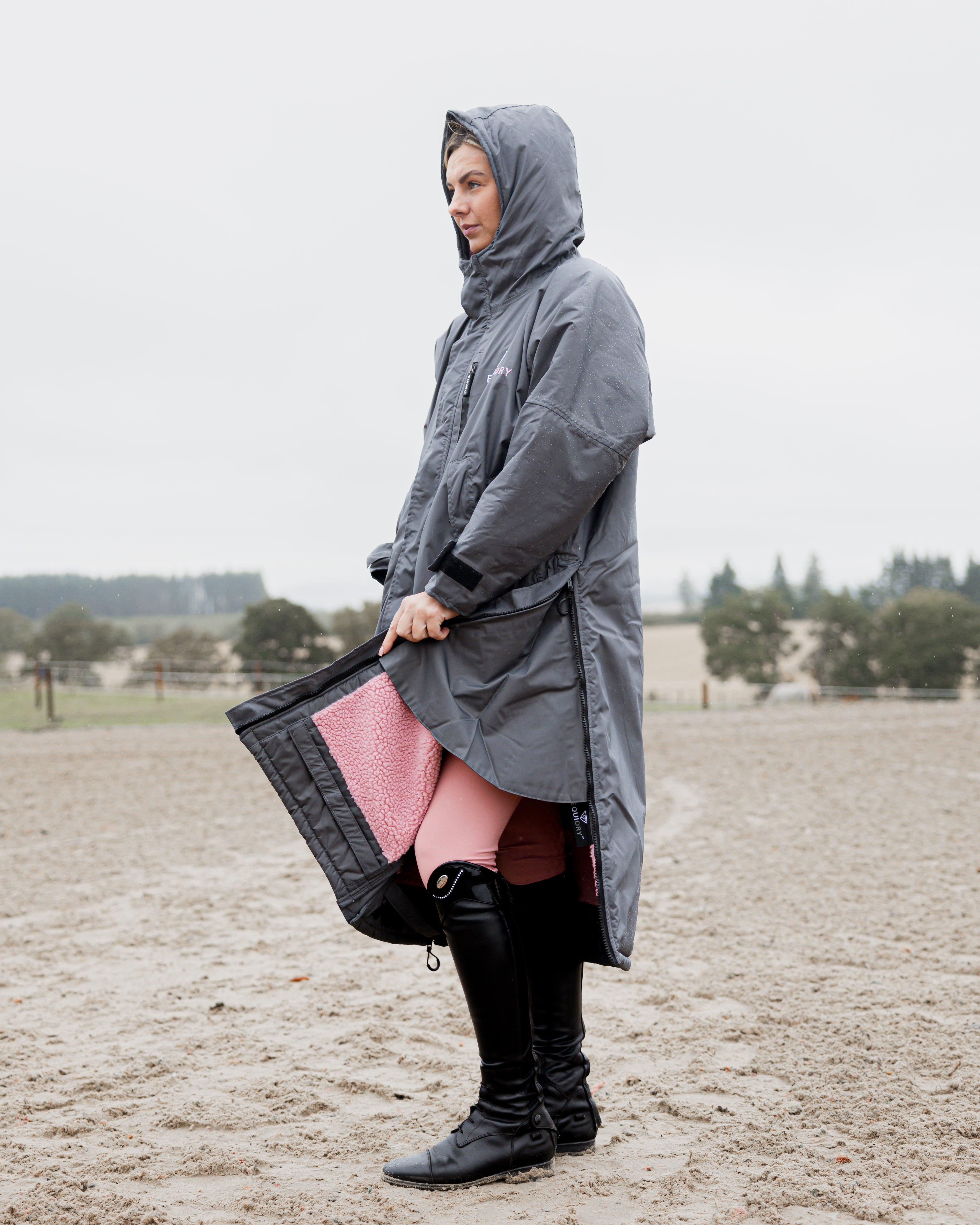 EQUIDRY Evolution Women's Thick Fleece Grey/Pale Pink - XXS Tall