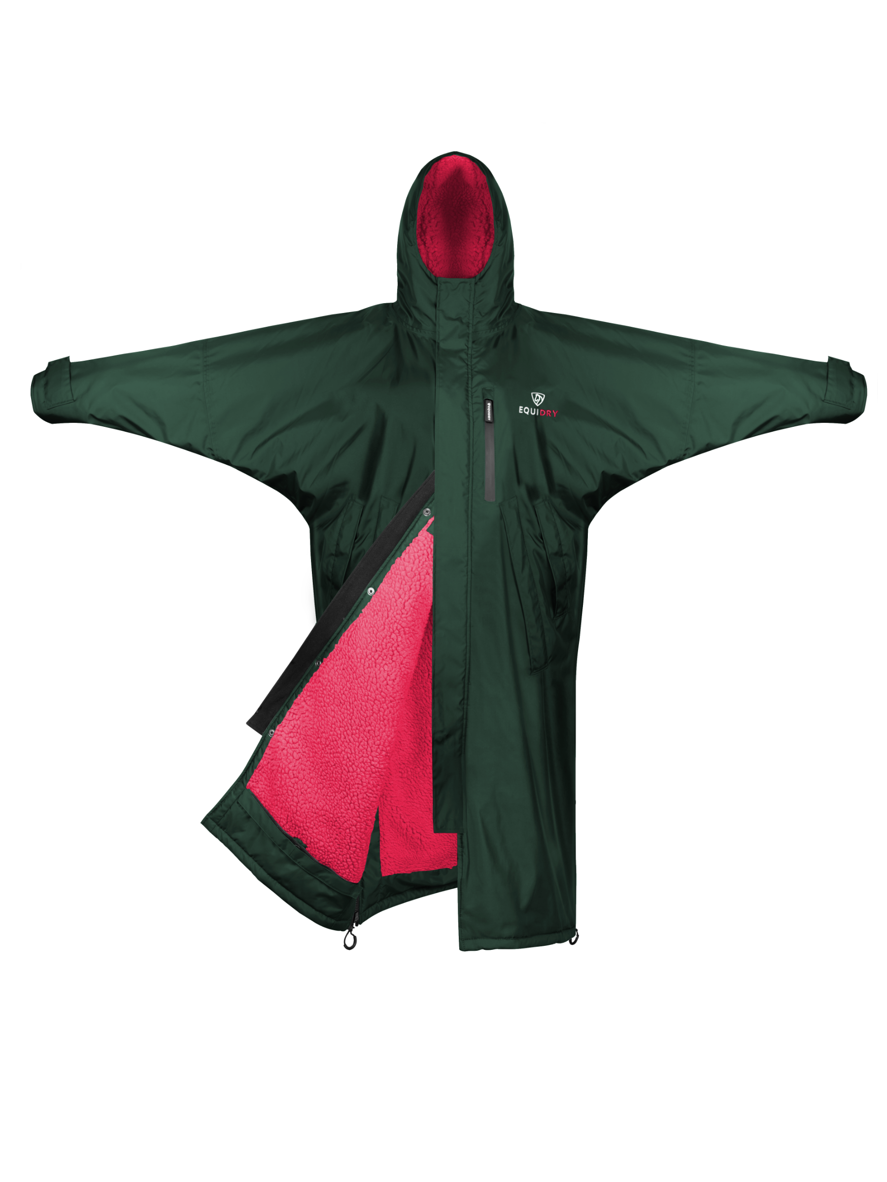 EQUIDRY Evolution Women's Thick Fleece Black Forest Green/Peacock Pink - XXS
