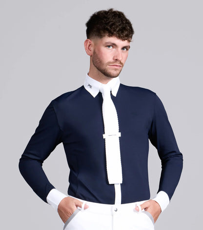 Premier Equine Giulio Men's Long Sleeve Show Shirt Navy - Medium