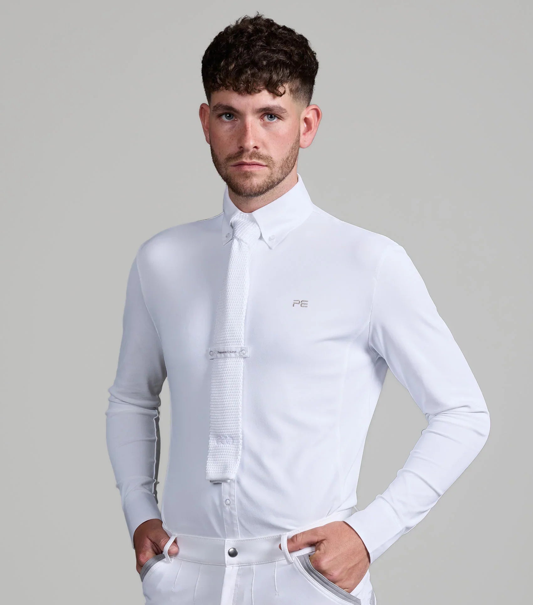 Premier Equine Giulio Men's Long Sleeve Show Shirt White - Medium