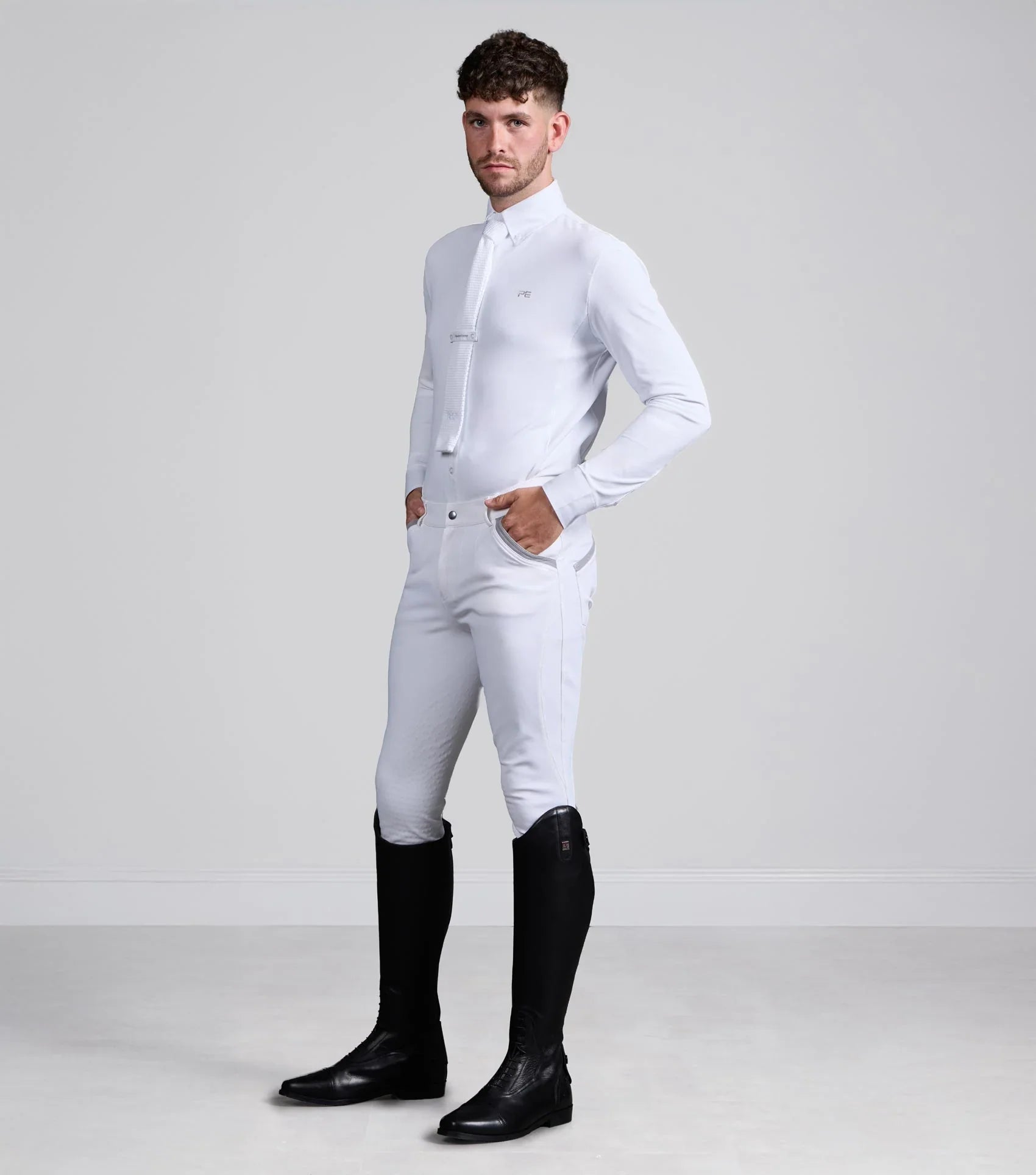 Premier Equine Giulio Men's Long Sleeve Show Shirt White - Medium